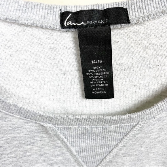 Lane Bryant Grey French Terry Mixed Media Striped Long Sleeve Top Size 14/16 - Picture 5 of 5